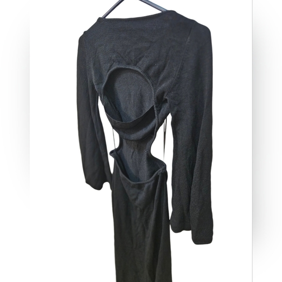 Cult Gaia Carla knit stretch cut out back flare sleeve NWT dress black - Picture 5 of 7